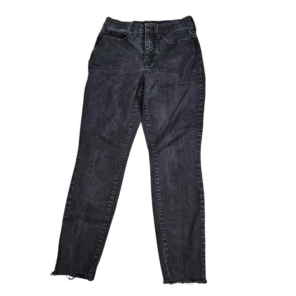 Lucky Brand Bridgette Skinny Ankle Jeans‎ Womens 8 Charcoal Wash Raw Hem Denim